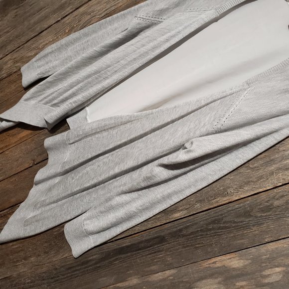 Apt 9 Women's L Gray White Draped Open Front Colorblock Cardigan Sweater Wrap - Picture 3 of 7